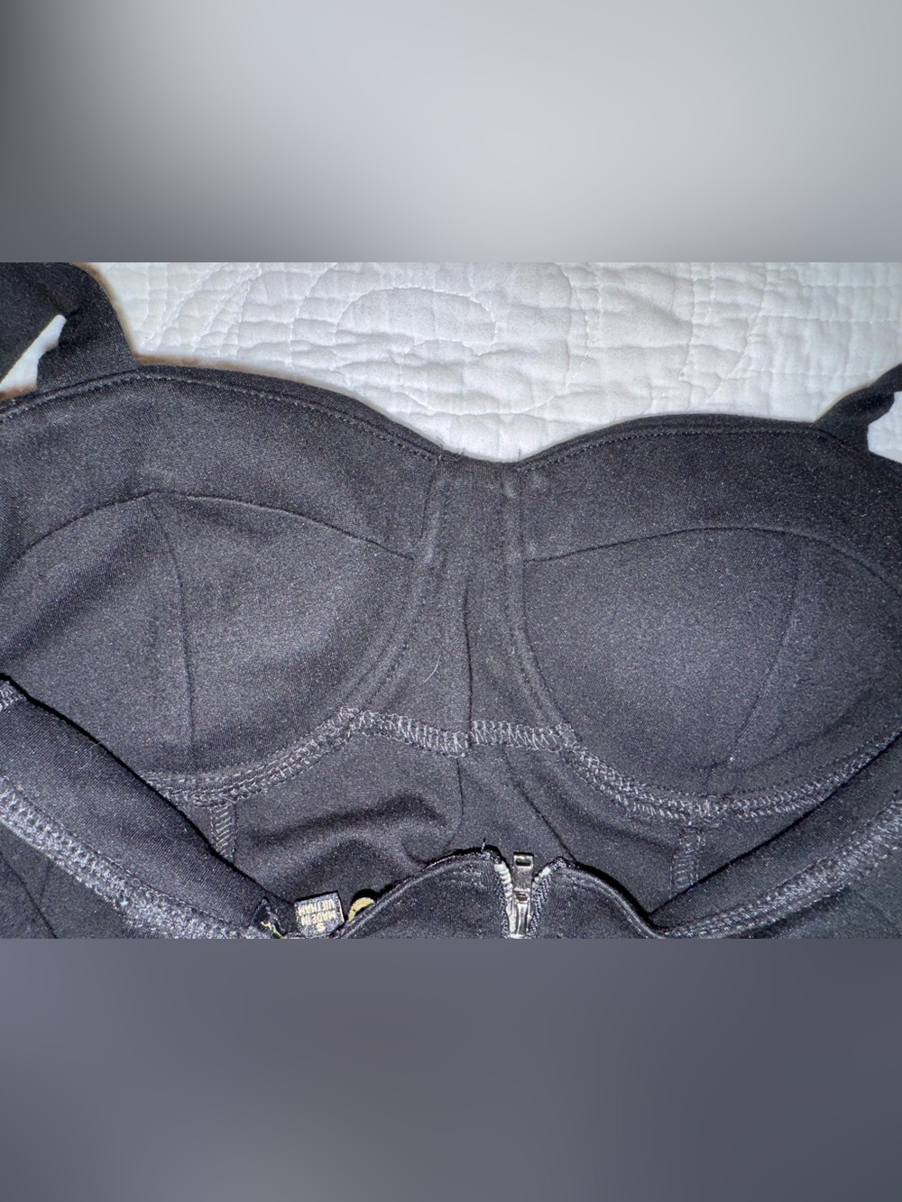 Shinestar Black Corset Crop Top Small Bustier Zip Back Club Going Out Top - Picture 5 of 7